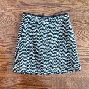 Burberry Herringbone A-Line Skirt in Black and White